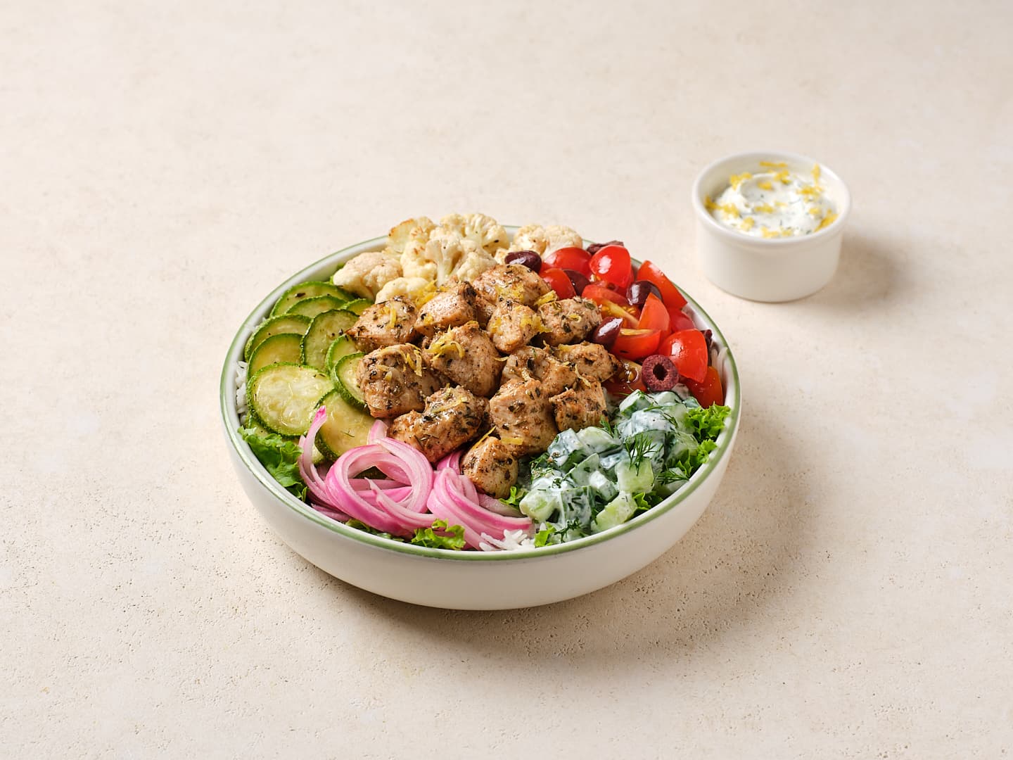 Mediterranean Bowl with Tofu & Cauliflower Rice